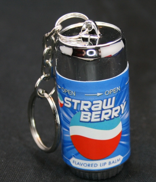 Soda Can Fruit Flavor Lip Balm Keychains