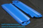 POWDER COAT DEAL - Soul's Voice Harmonica Cover Plates in Textured Traffic Blue Powder Coat