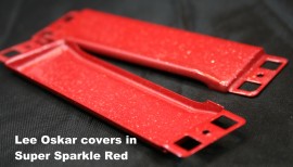 POWDER COAT DEAL - Lee Oskar Cover Plates in Super Sparkle Red  Powder Coat 